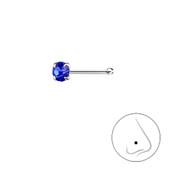 3mm Round Crystal Silver Nose Stud With Ball - Wholesale - 8831