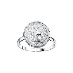 Silver Coin Open Ring - Wholesale - 8936