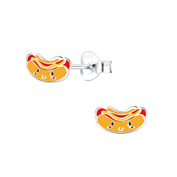 Silver Hot Dog Stud Earrings - Wholesale - 9124 Silver Hot Dog Stud Earrings - Wholesale - 9124