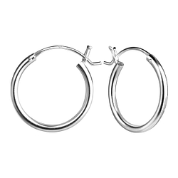 20mm Silver French Lock Hoop Earrings - Wholesale - 8991