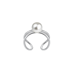 Silver Wire Ear Cuff with 4mm Pearl - Wholesale - 9198