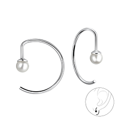 4mm Pearl Silver Ear Huggers - Wholesale - 9210