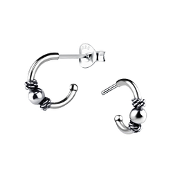 Silver Half Hoop Stud Earrings - Wholesale - 9227 Silver Half Hoop Stud Earrings - Wholesale - 9227