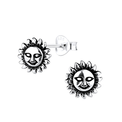 Silver Sun Stud Earrings - Wholesale - 9170