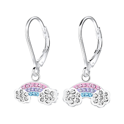 Silver Rainbow Lever Back Earrings - Wholesale - 9166