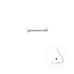 1.5mm Round Crystal Silver Nose Stud With Ball - Wholesale - 8847