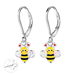 Silver Bee Lever Back Earrings - Wholesale - 9505