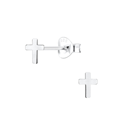 Silver Cross Stud Earrings - Wholesale - 8505