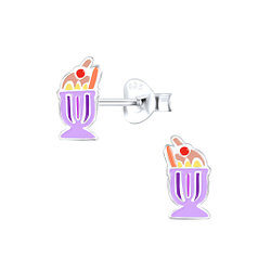 Silver Ice Cream Stud Earrings - Wholesale - 9398 Silver Ice Cream Stud Earrings - Wholesale - 9398