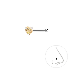 3mm Heart Cubic Zirconia Silver Nose Stud with Ball - Wholesale - 8827 3mm Heart Cubic Zirconia Silver Nose Stud with Ball - Wholesale - 8827