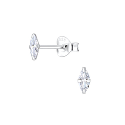 2.5x5mm Marquise Cubic Zirconia Silver Stud Earrings - Wholesale - 9537