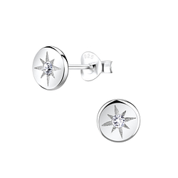 Silver Sparkling Stud Earrings - Wholesale - 9550