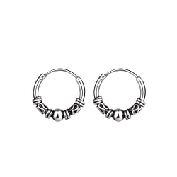 12mm Silver Bali Hoop Earrings - Wholesale - 9616 12mm Silver Bali Hoop Earrings - Wholesale - 9616