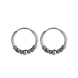 14mm Silver Bali Hoop Earrings - Wholesale - 9617 14mm Silver Bali Hoop Earrings - Wholesale - 9617