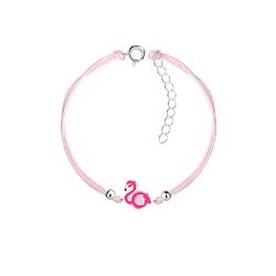 Silver Flamingo Cord Bracelet - Wholesale - 9936 Silver Flamingo Cord Bracelet - Wholesale - 9936