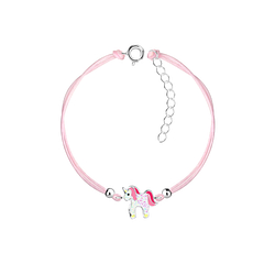 Silver Unicorn Cord Bracelet - Wholesale - 9892 Silver Unicorn Cord Bracelet - Wholesale - 9892