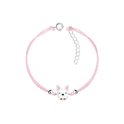 Silver French Bulldog Cord Bracelet - Wholesale - 9928 Silver French Bulldog Cord Bracelet - Wholesale - 9928