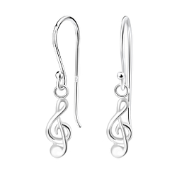 Silver G-Clef Earrings - Wholesale - 10128 Silver G-Clef Earrings - Wholesale - 10128