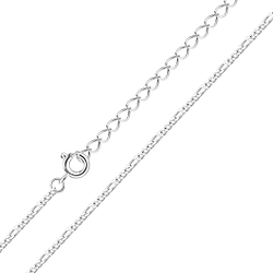 135cm Silver Figaro Chain With Extension - Wholesale - 10115 135cm Silver Figaro Chain With Extension - Wholesale - 10115
