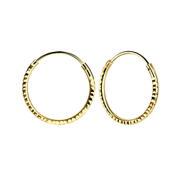 16mm Silver Diamond Cut Hoop Earrings - Wholesale - 9989