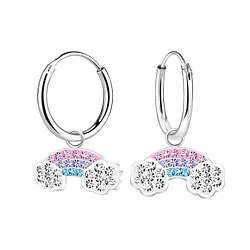 Silver Rainbow Charm Hoop Earrings - Wholesale - 10079