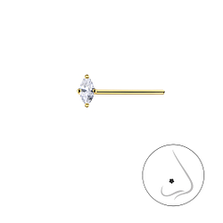 2x4mm Marquise Cubic Zirconia Silver Nose Stud - Wholesale - 10076