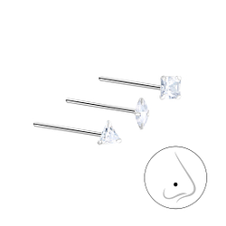 Silver Mixed Nose Jewelry Set - Wholesale - 10032