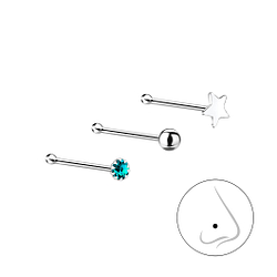 Silver Mixed Nose Jewelry Set - Wholesale - 10102