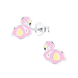 Silver Flamingo Stud Earrings - Wholesale - 9742 Silver Flamingo Stud Earrings - Wholesale - 9742