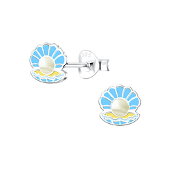 Silver Shell Stud Earrings - Wholesale - 10535 Silver Shell Stud Earrings - Wholesale - 10535
