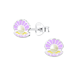Silver Shell Stud Earrings - Wholesale - 10537 Silver Shell Stud Earrings - Wholesale - 10537