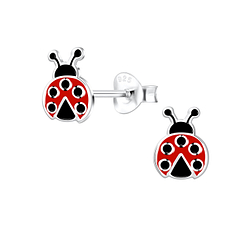 Silver Ladybug Stud Earrings - Wholesale - 10311 Silver Ladybug Stud Earrings - Wholesale - 10311