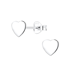 Silver Heart Stud Earrings - Wholesale - 10468