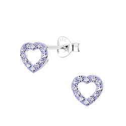 Silver Heart Stud Earrings - Wholesale - 10580