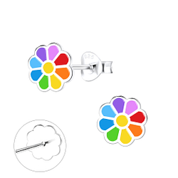 Silver Daisy Stud Earrings - Wholesale - 9766