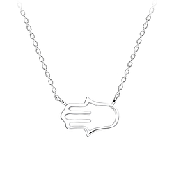 Silver Hamsa Necklace - Wholesale - 10696 Silver Hamsa Necklace - Wholesale - 10696