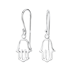 Silver Hamsa Earrings - Wholesale - 10697 Silver Hamsa Earrings - Wholesale - 10697