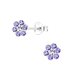 Silver Flower Stud Earrings - Wholesale - 10593