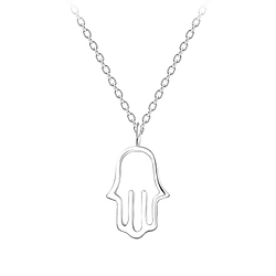 Silver Hamsa Necklace - Wholesale - 10631 Silver Hamsa Necklace - Wholesale - 10631