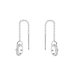 Silver Thread Through Crystal Earrings - Wholesale - 11368