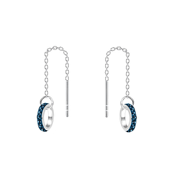 Silver Thread Through Crystal Earrings - Wholesale - 11368