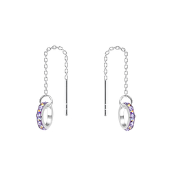 Silver Thread Through Crystal Earrings - Wholesale - 11367