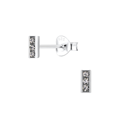 Silver Bar Crystal Stud Earrings - Wholesale - 11366 Silver Bar Crystal Stud Earrings - Wholesale - 11366
