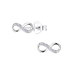 Silver Infinity Stud Earrings - Wholesale - 11525
