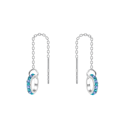 Silver Thread Through Crystal Earrings - Wholesale - 11660