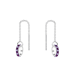 Silver Thread Through Crystal Earrings - Wholesale - 11659