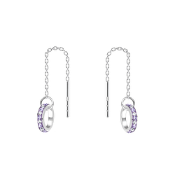 Silver Thread Through Crystal Earrings - Wholesale - 14056