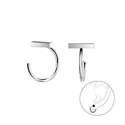 Silver Bar Ear Huggers - Wholesale - 12803 Silver Bar Ear Huggers - Wholesale - 12803