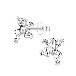 Silver Frog Stud Earrings - Wholesale - 12915