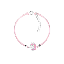 Silver Unicorn Cord Bracelet - Wholesale - 9893 Silver Unicorn Cord Bracelet - Wholesale - 9893